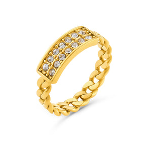 Fax Jewelry | 'Roxy' Cuban Chain Ring | 18 karat Gold Jewelry