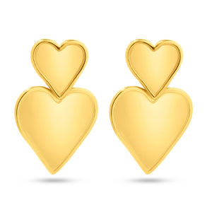 FAX Jewelry | 'Libi Double Heart Dangle Earrings' | 18 Karat Gold Plated