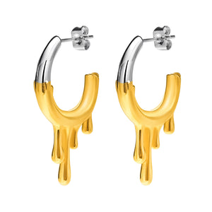 FAX Jewelry | ''Glad You Came' Rainy Gold Hoop EarringsButterly fastening for pierced ears |  Earrings