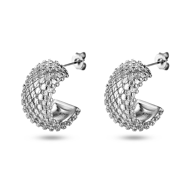 FAX Jewelry | 'Ari' Midi-Sized, Textured Hoop Earrings| Earrings