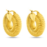 Fax Jewelry | Eliana Accordian Hoop Earrings | 18 Karat Gold Plated