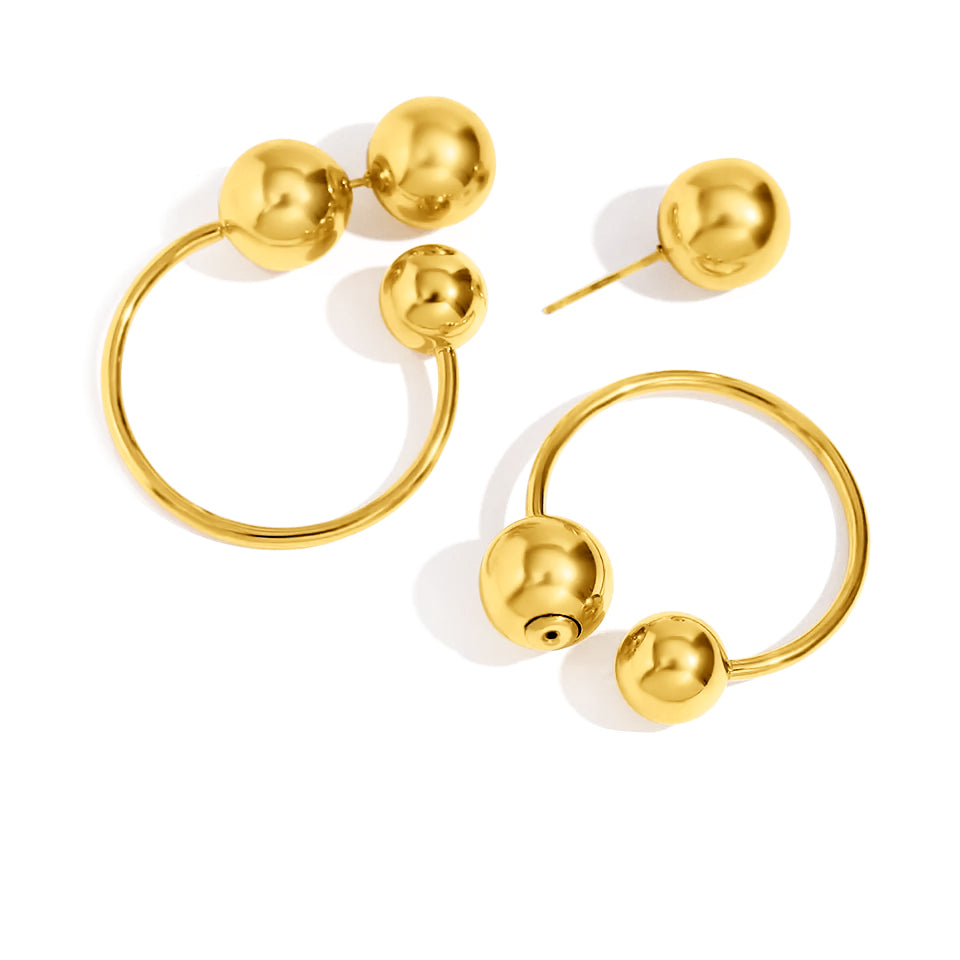 Fax Jewelry | Naomi Bold Ball Hoop Earrings | 18 Karat Gold Plated