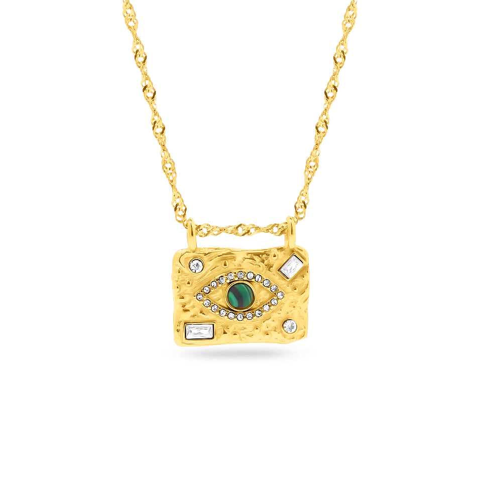 Fax Jewelry | Mala Evil Eye Necklace | 18 Karat Gold Plated