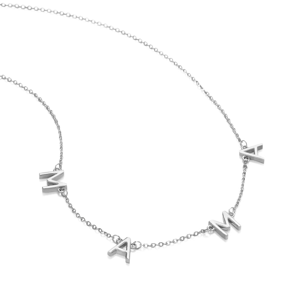Fax Jewelry | Mama Needs Space Alphabet Necklace | Silver