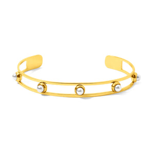 Fax Jewelry | 'Allie' Pearl Bangle | 18 karat Gold Bracelet