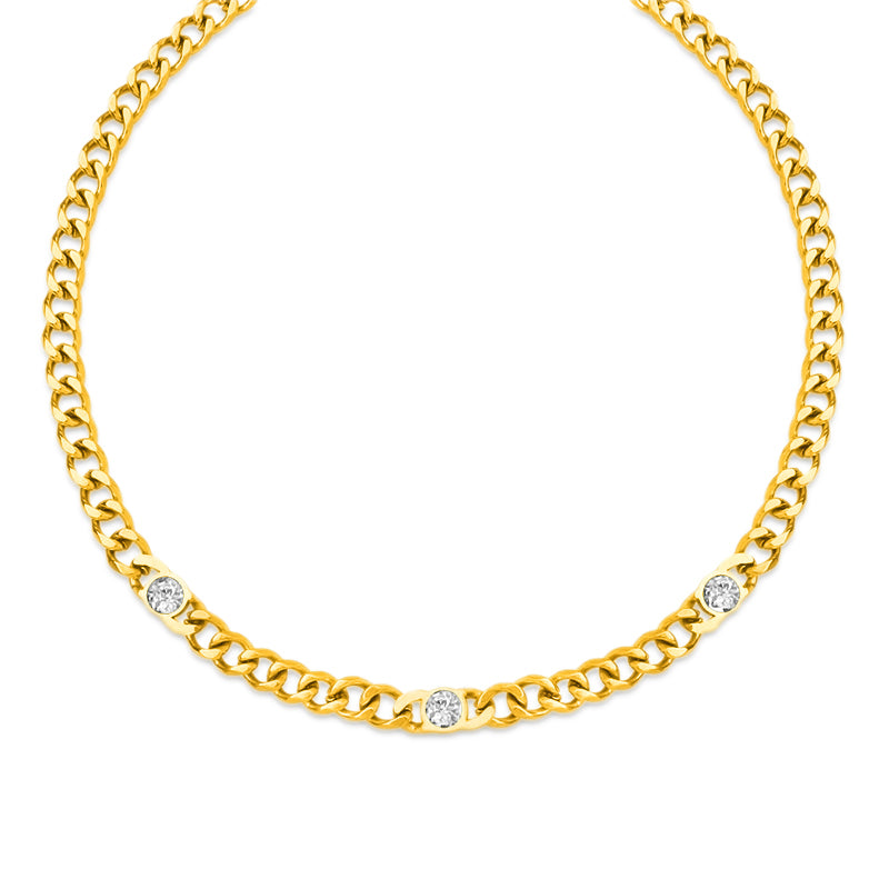 Fax Jewelry | Tre Necklace  Sparkle Chain Necklace | 18 Karat Gold Plated