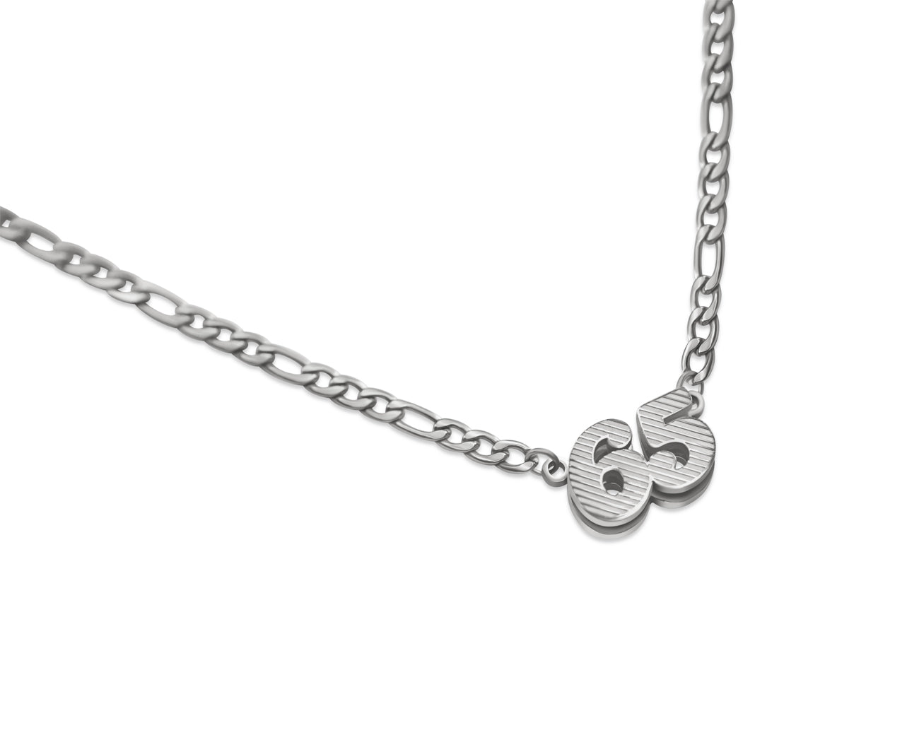 FAX Jewelry | Custom Number Necklace | silver effect stainless steel | figaro chain 