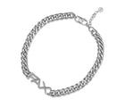 FAX Jewelry | 'Signature Cuban Chain Link Choker Silver Effect Stainless Steel | Front