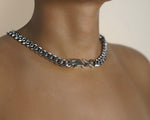 FAX Jewelry | 'Signature Cuban Chain Link Choker 18K Gold Plated | Model