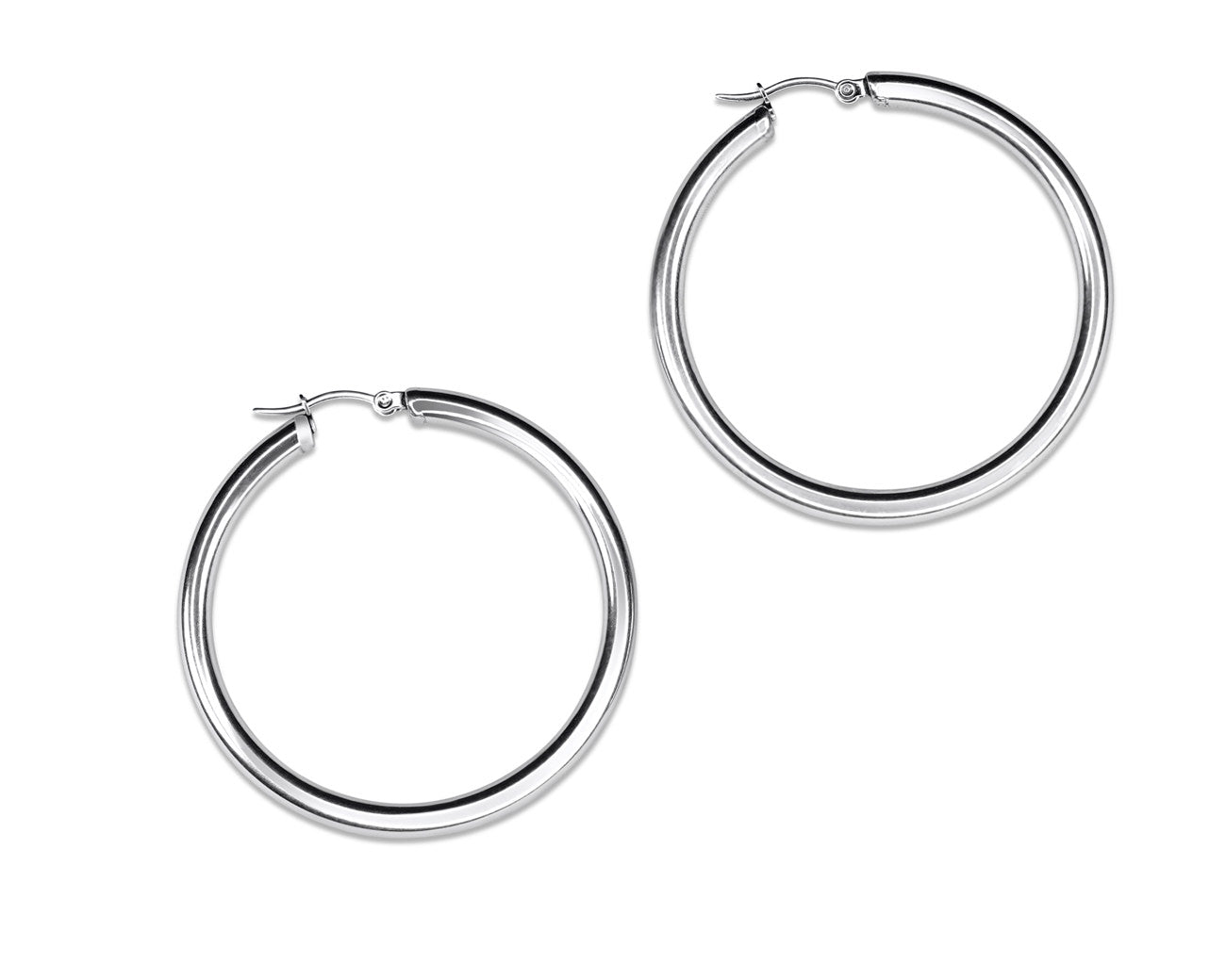 FAX Jewelry | 'All Night' Hollow Hoop Earrings | silver effect stainless steel