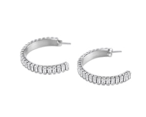 'Crystal Clear' Baguette Hoop Earrings