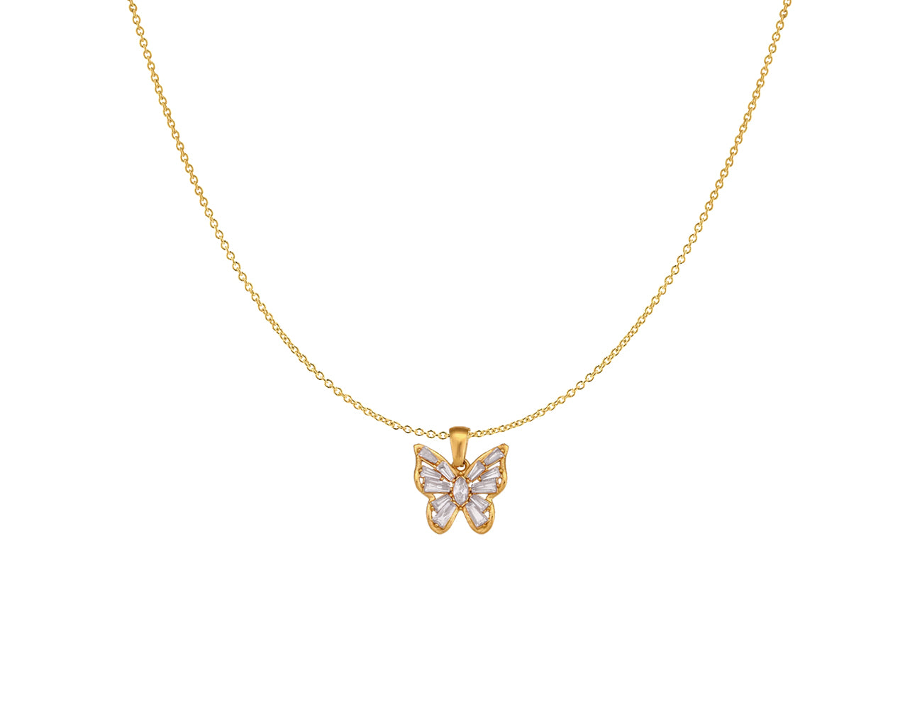 FAX Jewelry | 'Mariah' Gold Plated Butterfly Necklace - White