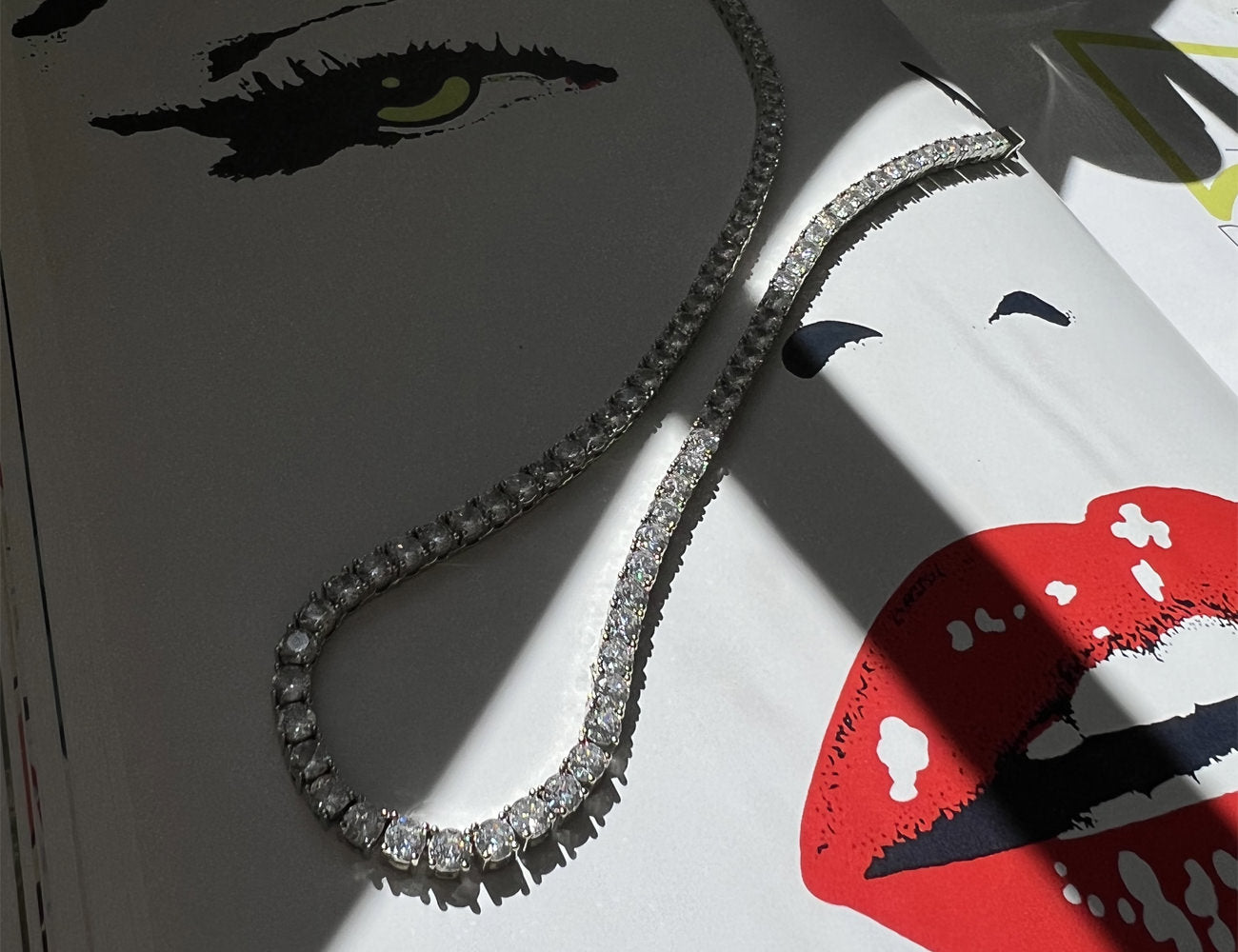 FAX Jewelry | 'Celeste' Tennis Chain Necklace | 4mm Silver Magazine Shot