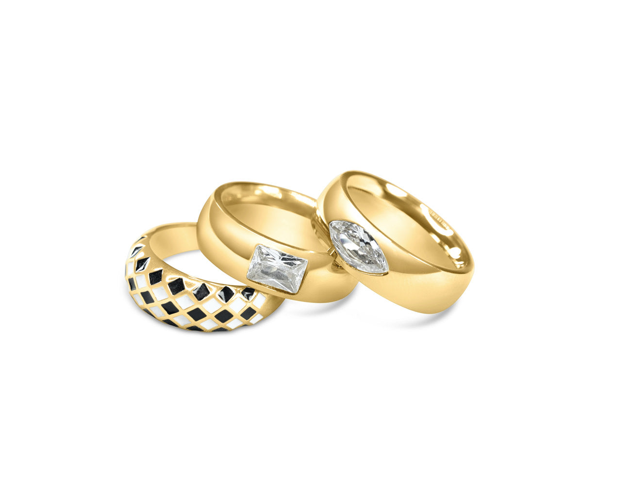 Glimte knap vokal FAX Checker' Black & White Gold Plated Ring – FAX Jewelry