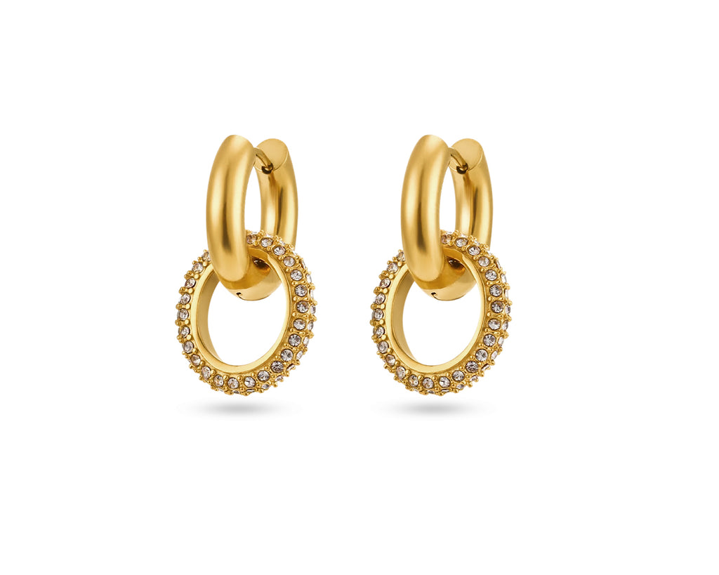 FAX Jewelry | Kendal Chunky Gold Pendant Hoop Earrings | 18 karat gold plated water resistant jewelry