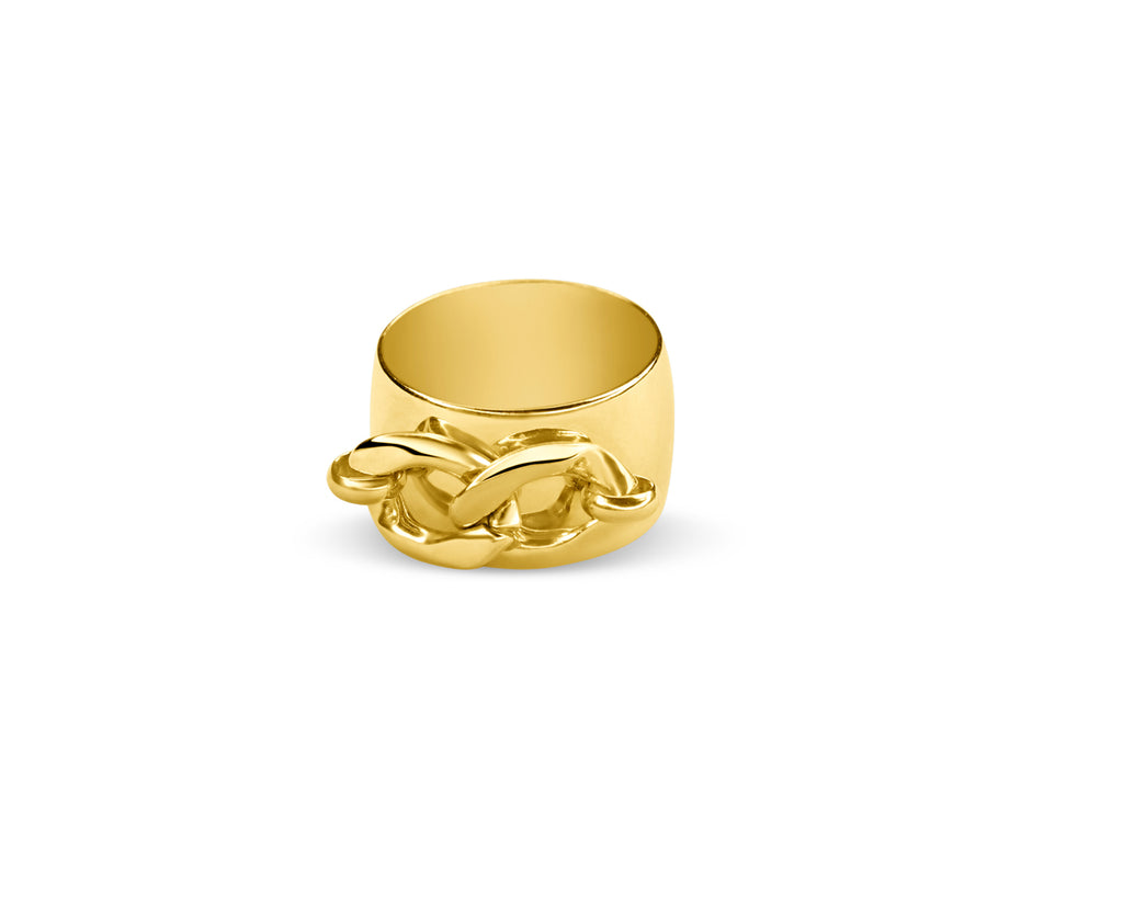 FAX Jewelry | 'Linked Up' Chunky Gold Cuban Link Chain Ring 