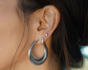FAX Jewelry | Maeve 38 Foxy Large Hoop Earrings | Stainless Steel On ear