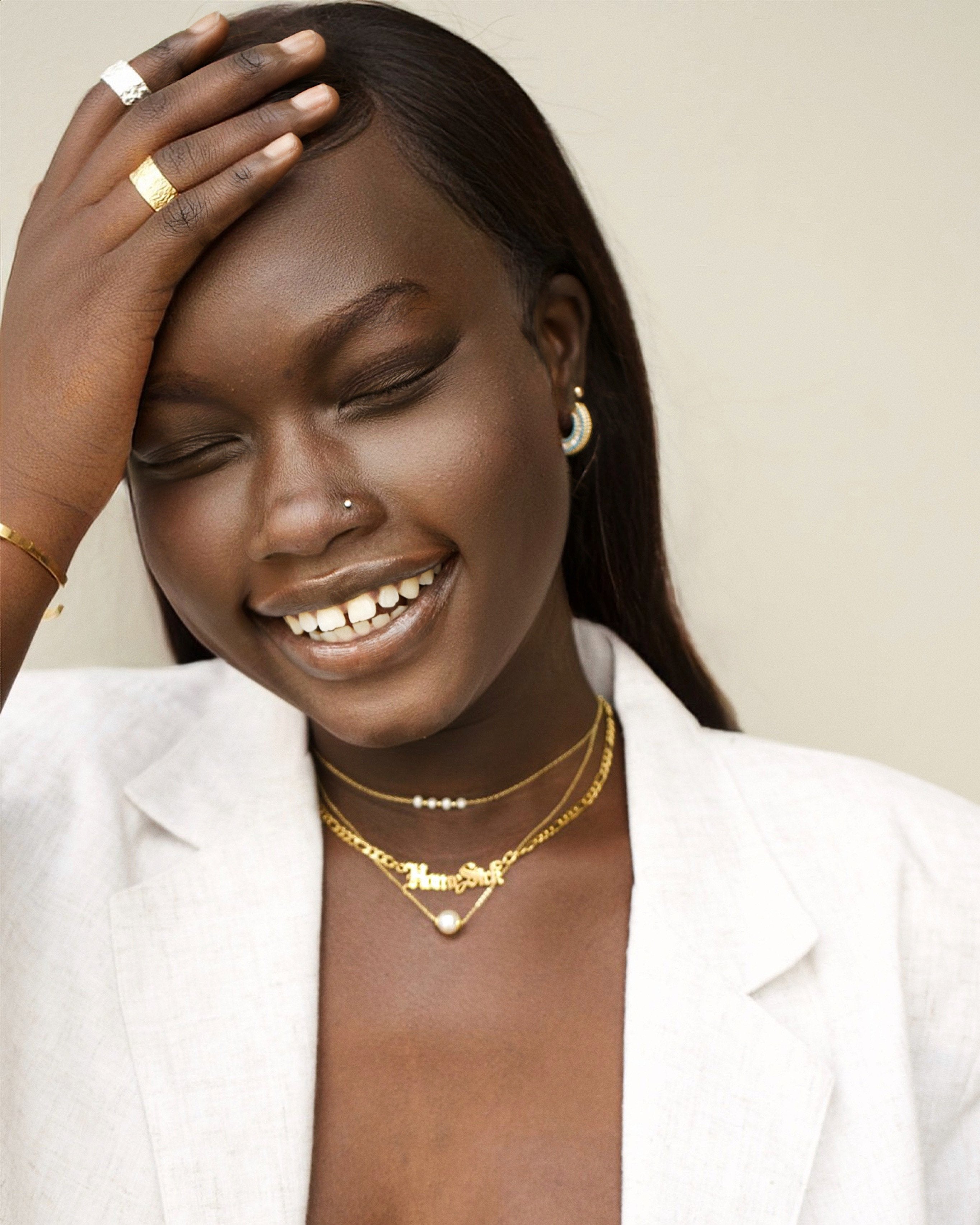 FAX Jewelry | Single Pearl Necklace, Gold Plated | Layered Look on model