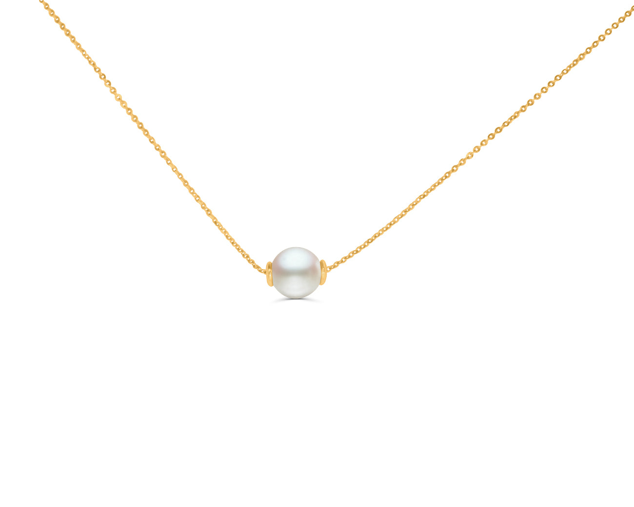 FAX Jewelry | Single Pearl Necklace, Gold Plated