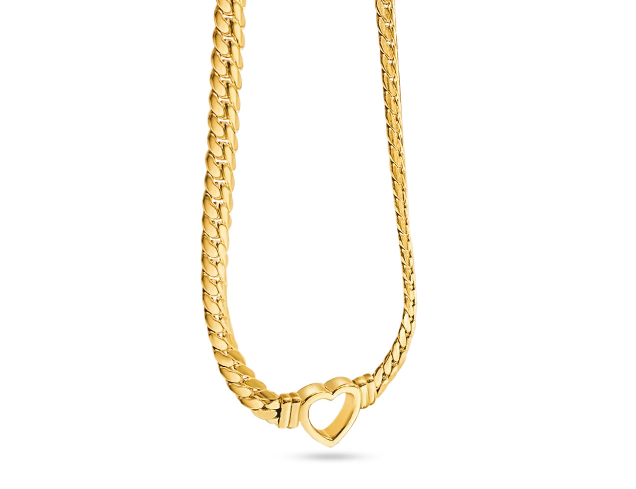 FAX Jewelry | 'Solid Love' Heart Chain Necklace | 18 karat gold plated stainless steel