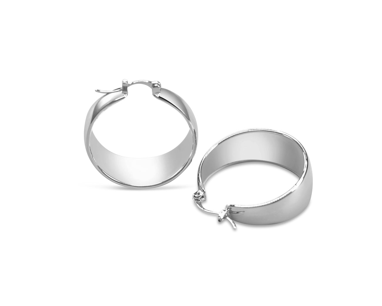 FAX Jewelry | 'Still Standing' Medium Hoop Earrings | Silver Effect stainless steel hoop latch closure earrings 