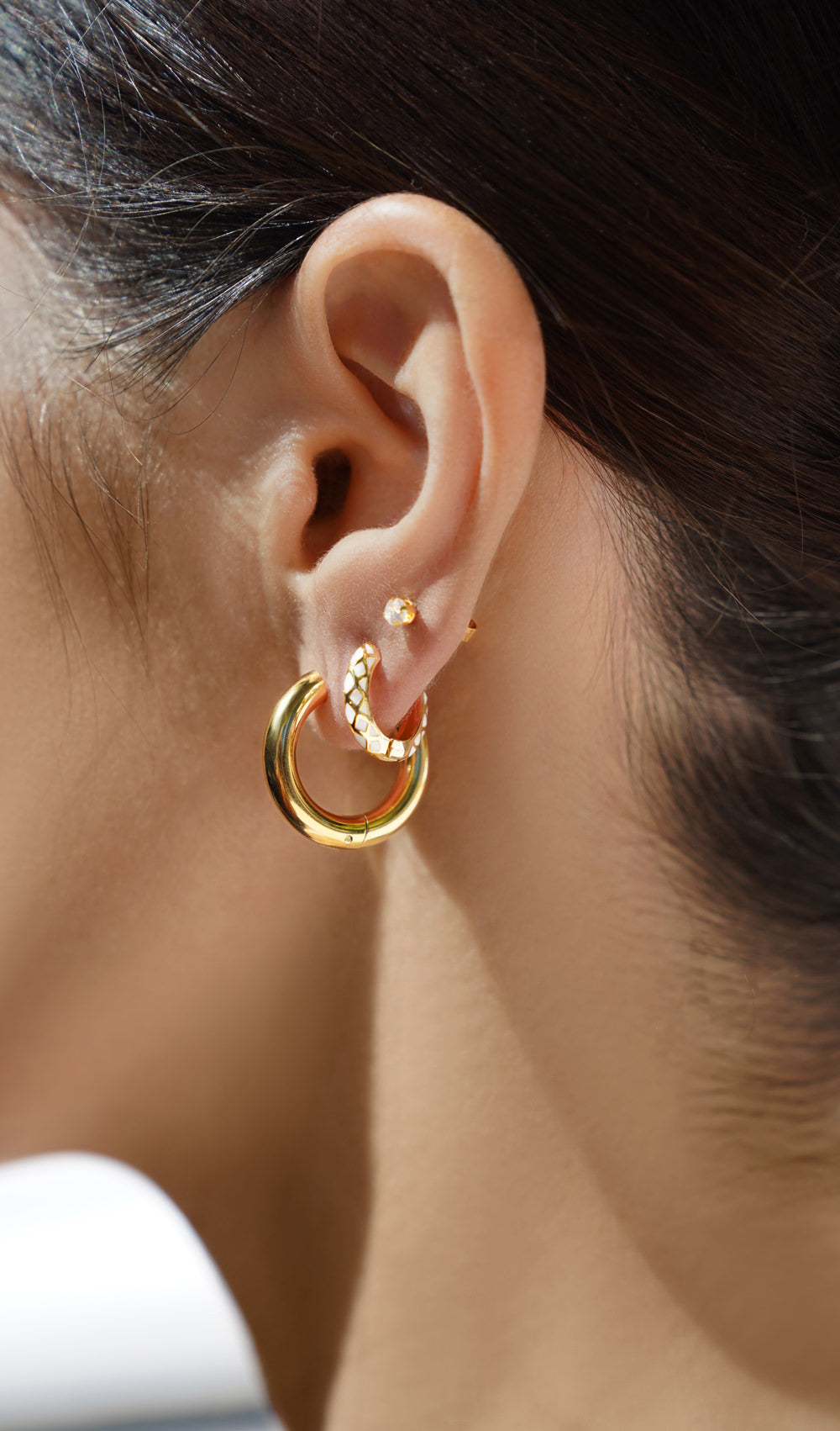 FAX Jewelry | 'Golden Hour' Gold Plated Hoop Earrings | 18-karat gold plated stainless steel hoop huggie earrings