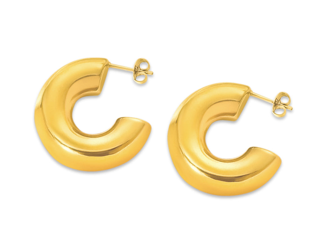 FAX Jewelry | 'Evie' Chunky Gold Hoop Earrings | 18 karat gold plated stainless steel 
