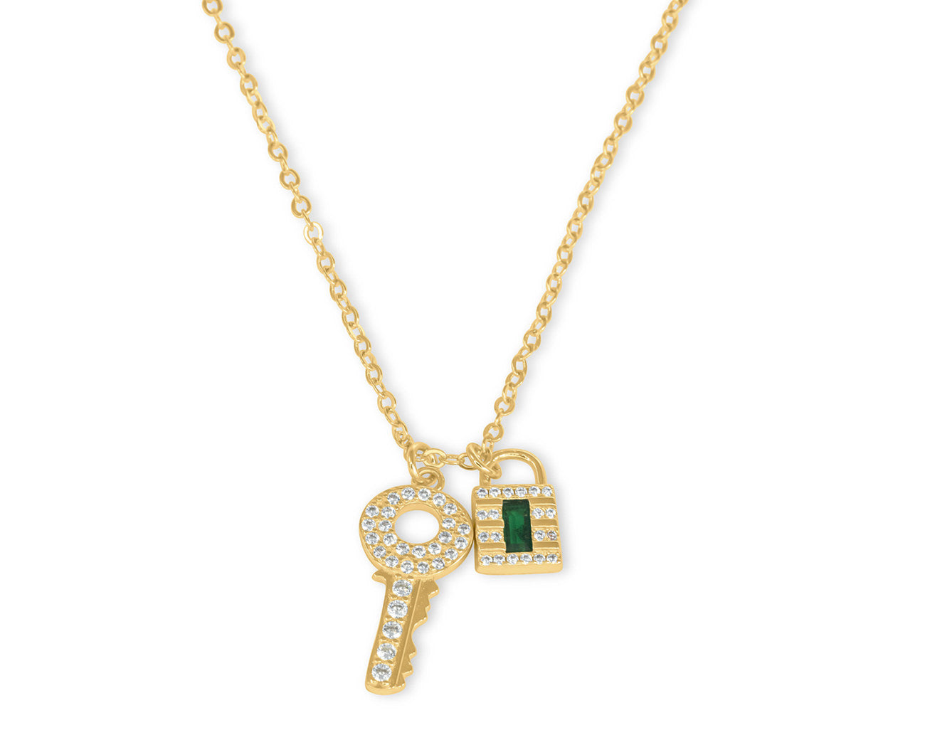 FAX Jewelry | Lockdown 14K Gold and Emerald Necklace